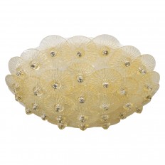 Petite golden glass disk flush mount